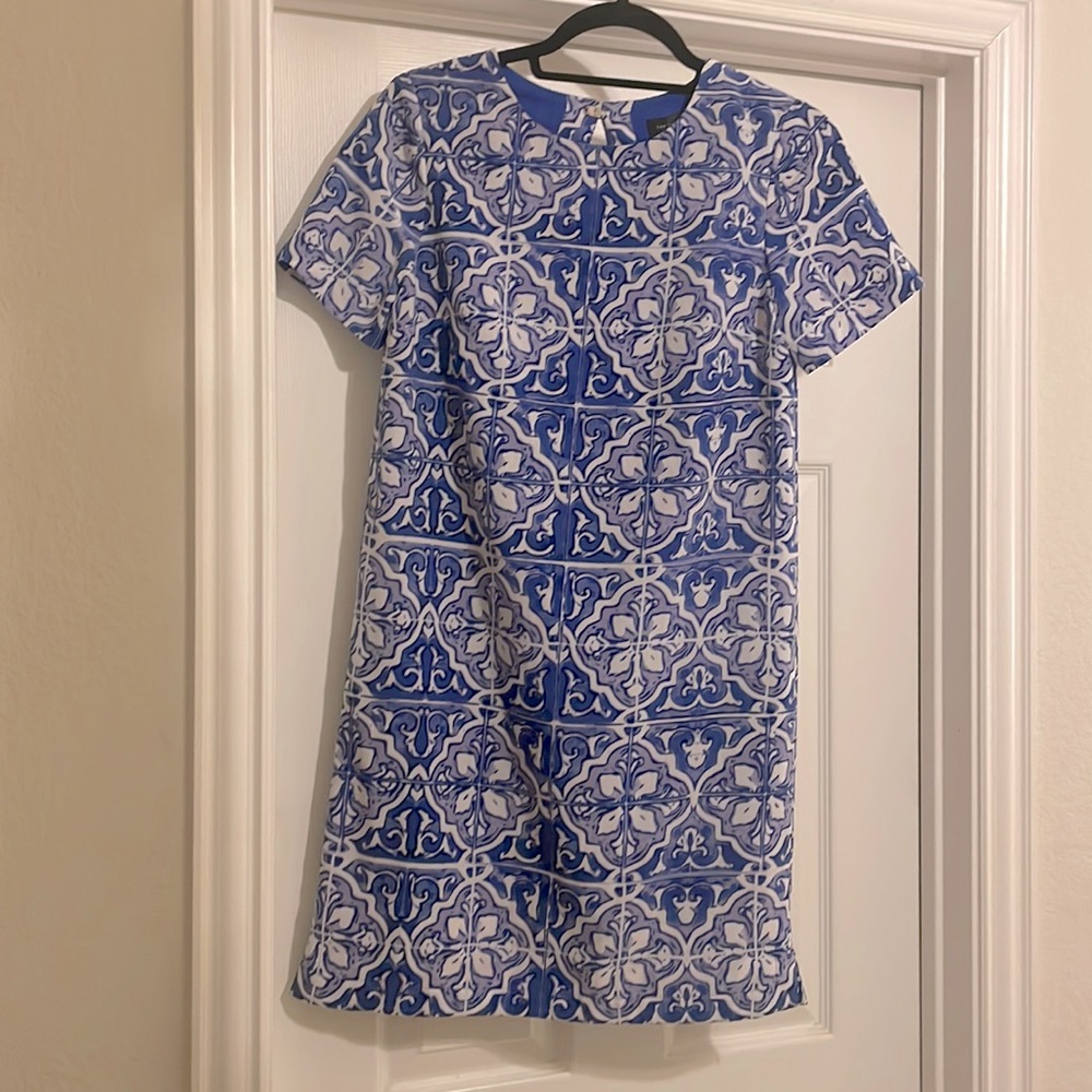 Blue and white dress